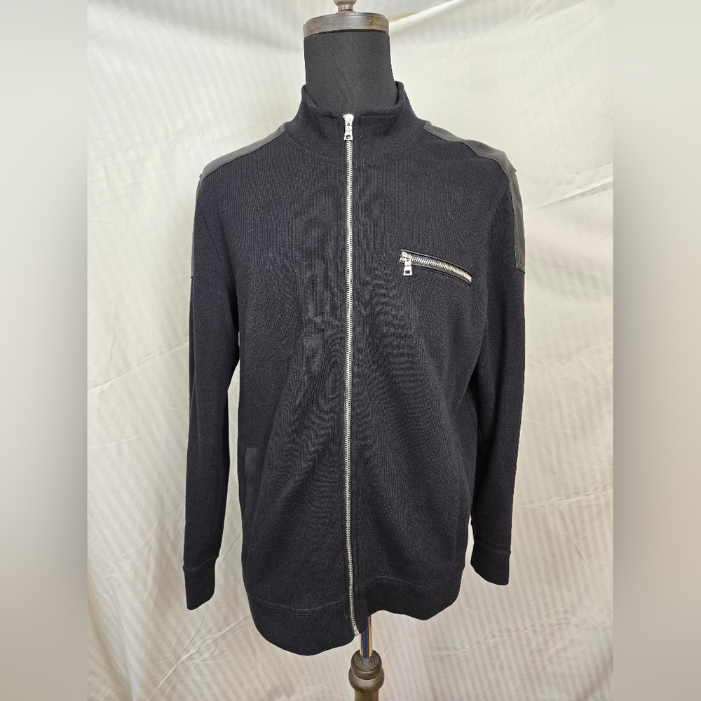 Men's Black Sweater with Zipper Detail. TE